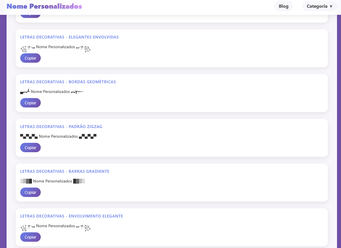 Lista de fontes abaixo do campo de texto